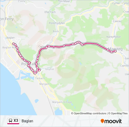 X3 Bus Line Map