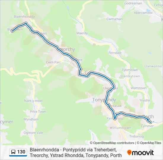 130 Route: Schedules, Stops & Maps - Blaen-Cwm (Updated)