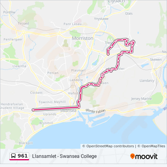 961 bus Line Map