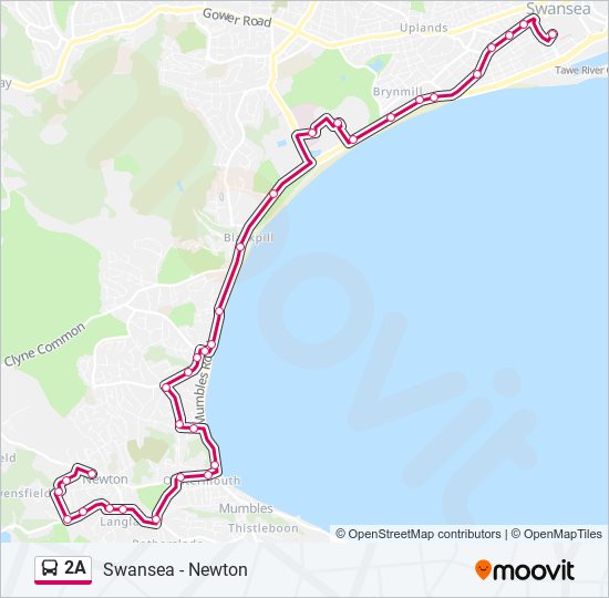 2a Route Schedules Stops Maps Swansea Updated 
