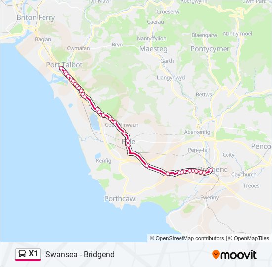 X1 bus Line Map