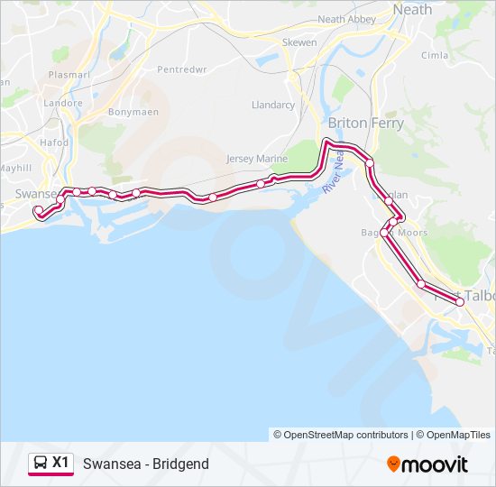 X1 bus Line Map