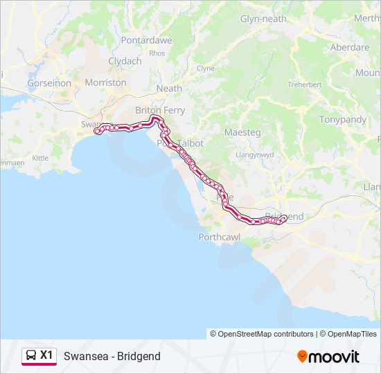 X1 bus Line Map