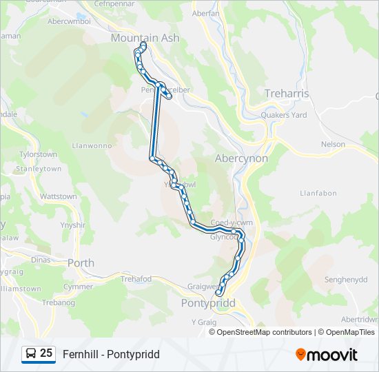 25 bus Line Map