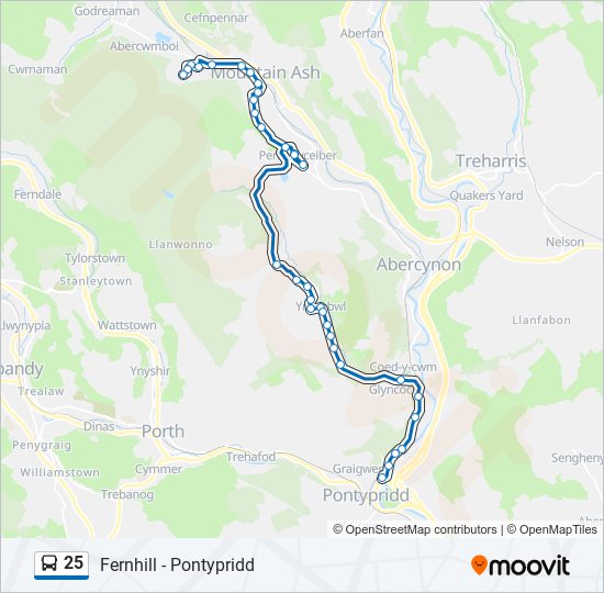 25 bus Line Map