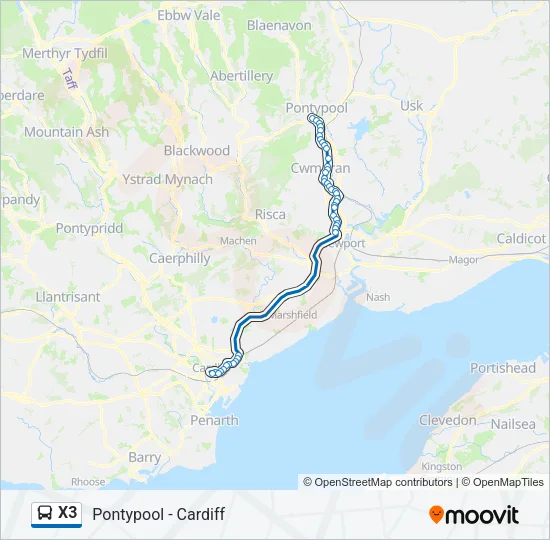 X3 Bus Line Map
