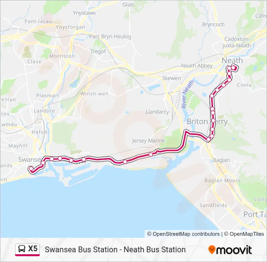 Upcoming Map X5 Route: Timetables, Stops & Maps - Neath (Updated)