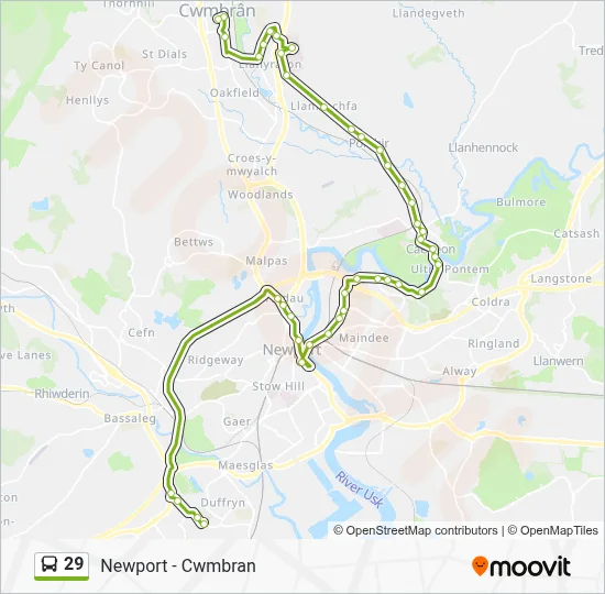 29 Route: Schedules, Stops & Maps - Cwmbran (Updated)