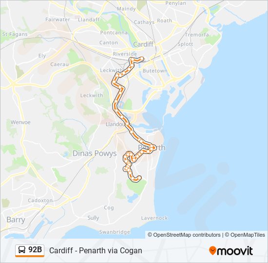 92b Route: Schedules, Stops & Maps - Cardiff (Updated)