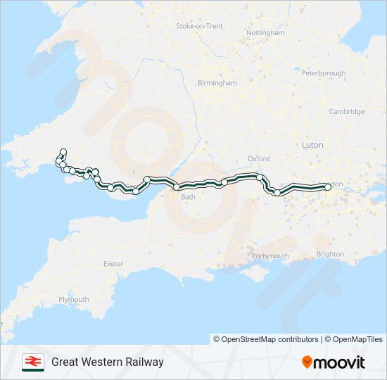 GREAT WESTERN RAILWAY Train Line Map