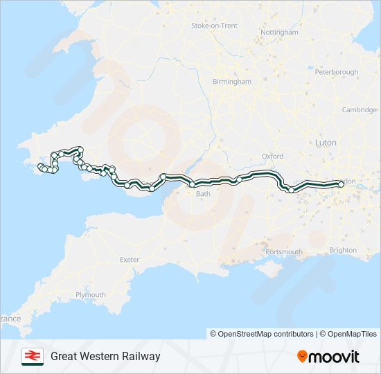 GREAT WESTERN RAILWAY Train Line Map
