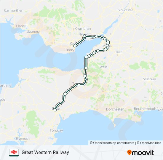 GREAT WESTERN RAILWAY Train Line Map