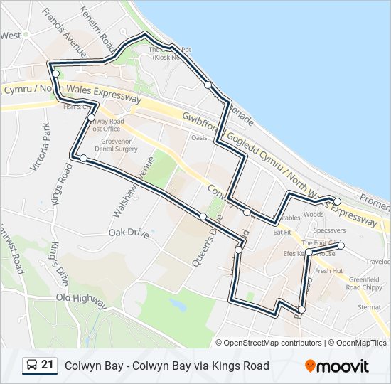 21 bus Line Map