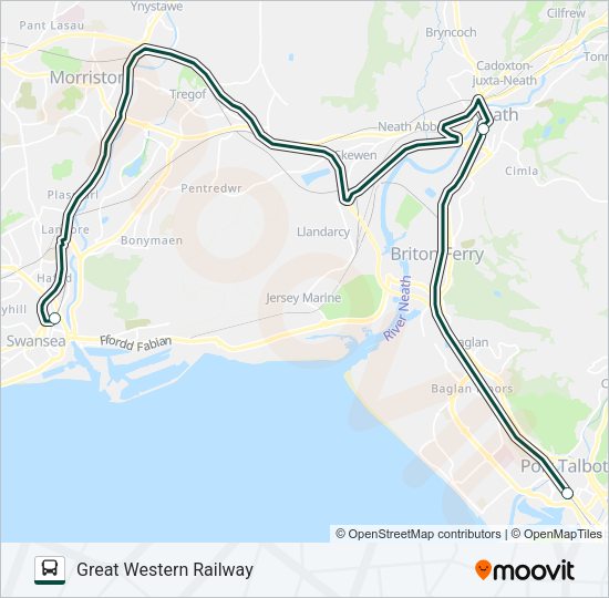 GREAT WESTERN RAILWAY Bus Line Map