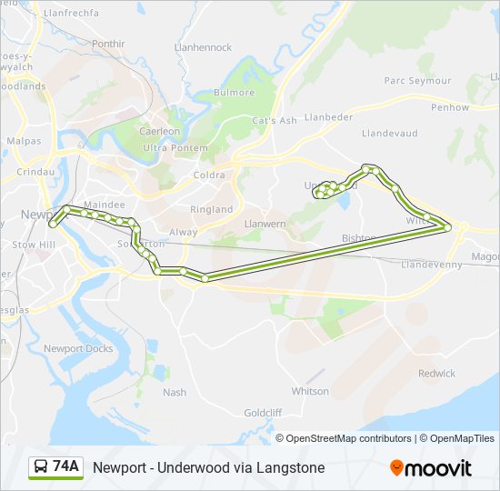 74A bus Line Map