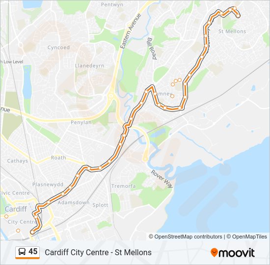 45 Bus Line Map