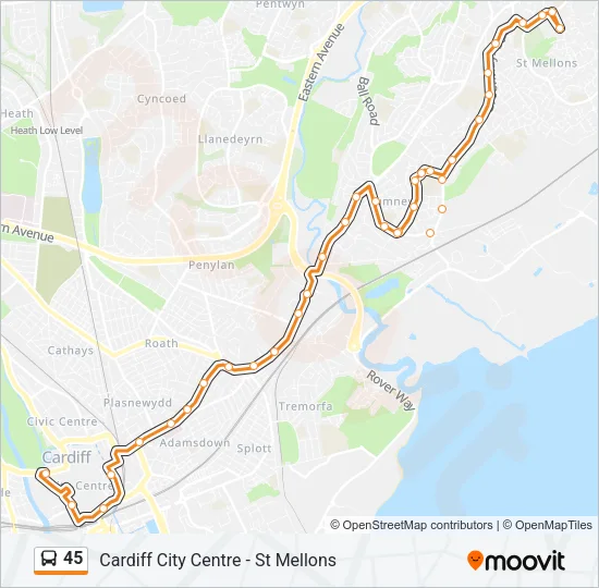 45 Bus Line Map