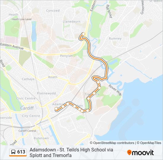 613 Route: Schedules, Stops & Maps - Adamsdown (Updated)