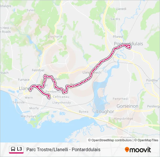 L3 Route: Schedules, Stops & Maps - Trostre (Updated)