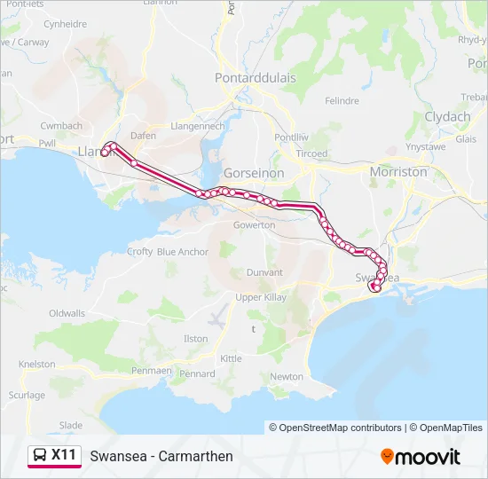 X11 Bus Line Map
