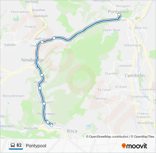 82 Route: Schedules, Stops & Maps - Pontypool (Updated)