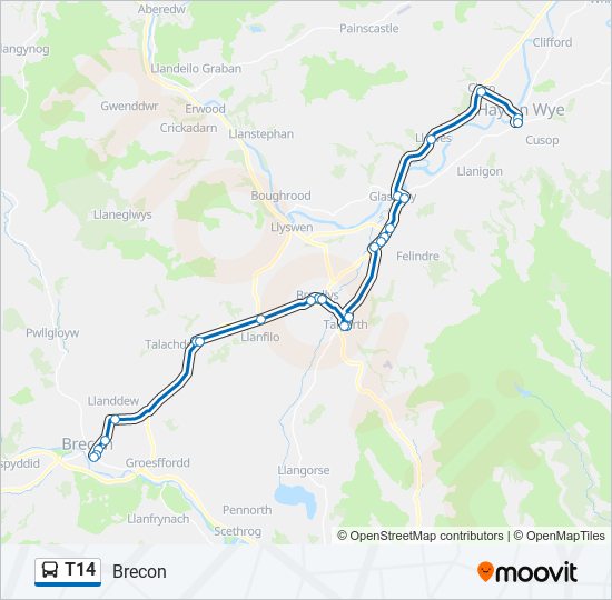 T14 bus Line Map