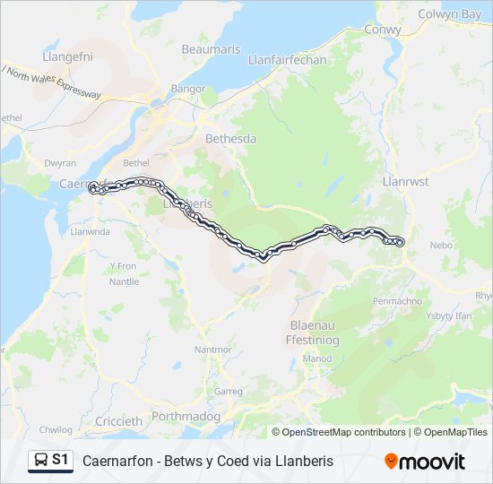 s1 Route: Schedules, Stops & Maps - Betws-Y-Coed (Updated)