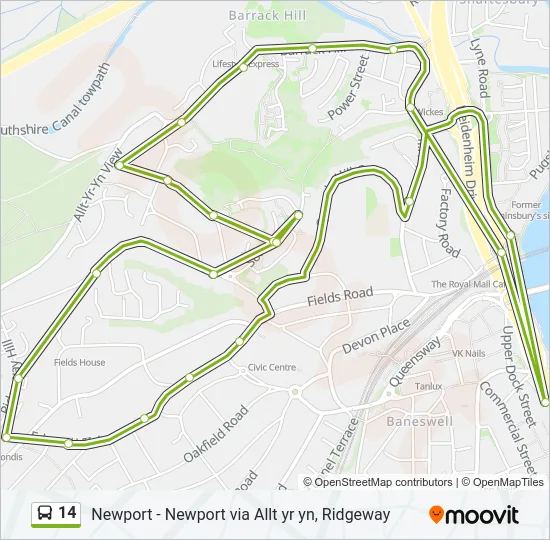 14 Bus Line Map