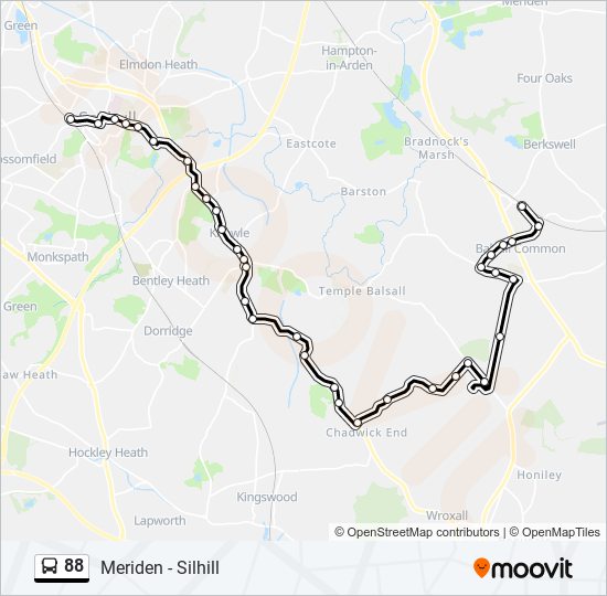 88 Route: Schedules, Stops & Maps - Solihull (updated)