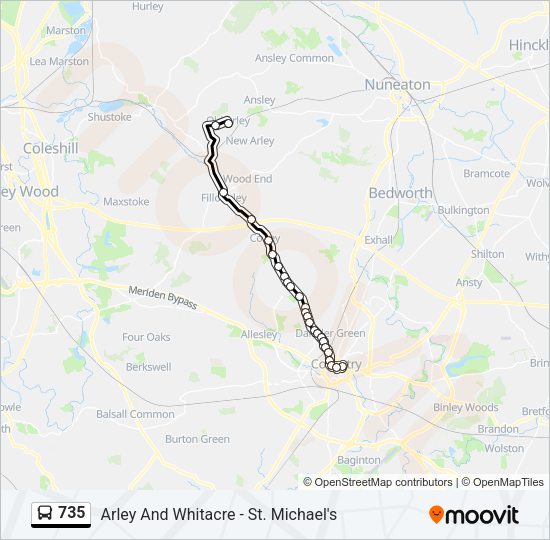 735 Bus Line Map