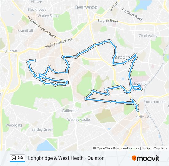 55 Bus Line Map
