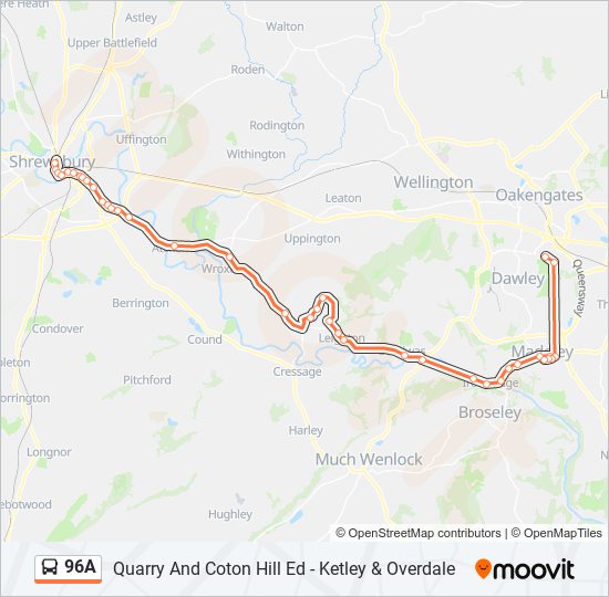 96a Route: Schedules, Stops & Maps - Telford Town Centre (Updated)