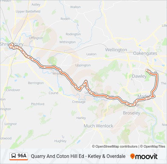 96A Bus Line Map