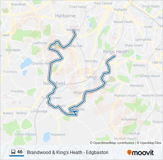 46 Route Schedules Stops Maps Kings Heath Updated 
