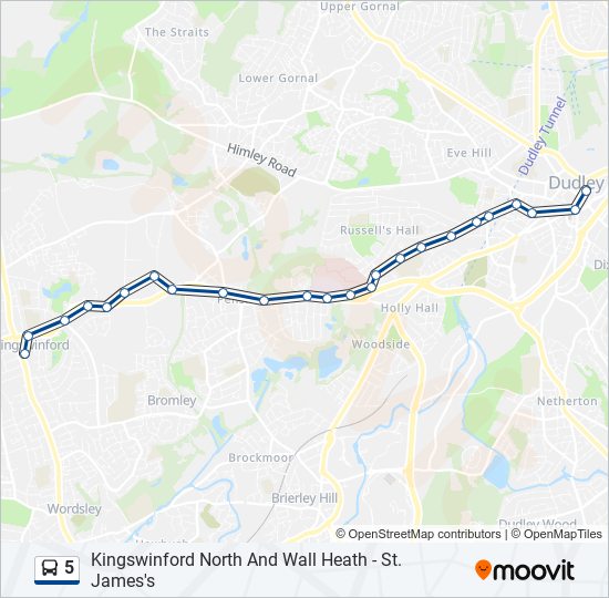 5 Route Schedules, Stops & Maps Dudley (Updated)