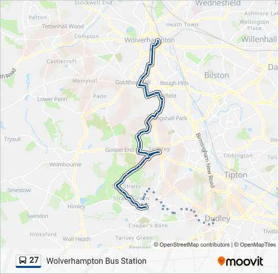 27 Route: Schedules, Stops & Maps - Wolverhampton Bus Station (Updated)