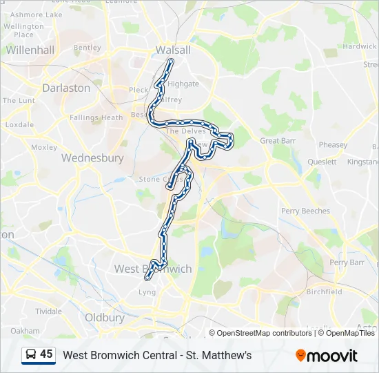 45 Bus Line Map