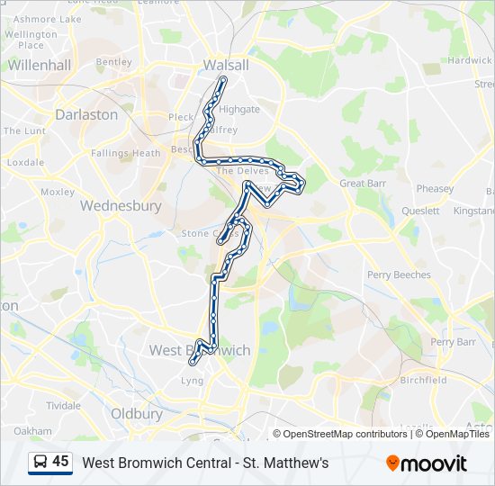 45 Bus Line Map