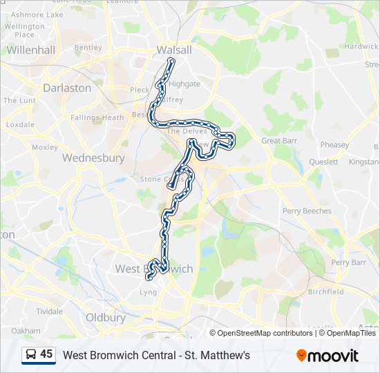 45 Route: Schedules, Stops & Maps - Walsall (Updated)