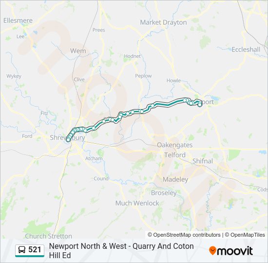 521 bus Line Map