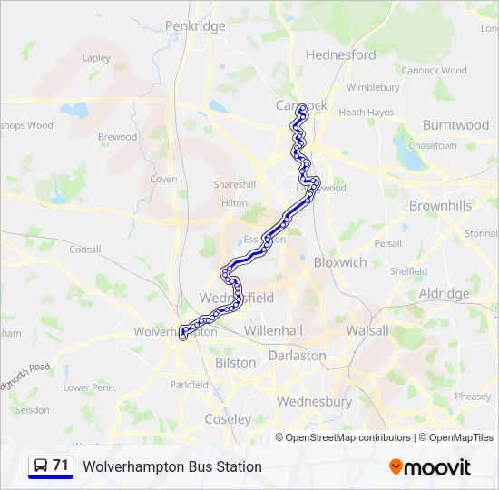 71 Bus Line Map