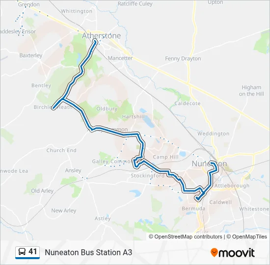 41 Route: Schedules, Stops & Maps - Nuneaton Bus Station A3 (Updated)