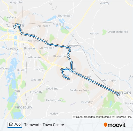 766 Route Schedules, Stops & Maps Tamworth Town Centre (Updated)