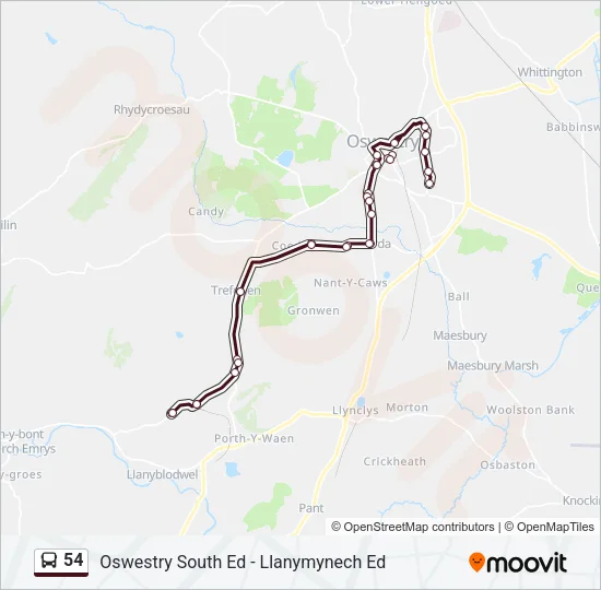 54 Bus Line Map