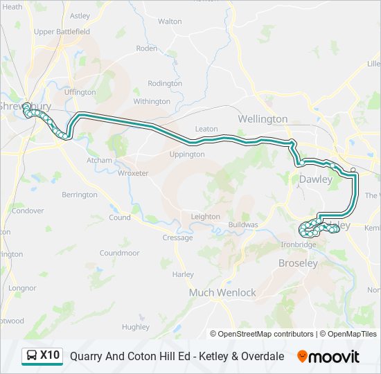 x10 Route Schedules, Stops & Maps Madeley (Updated)