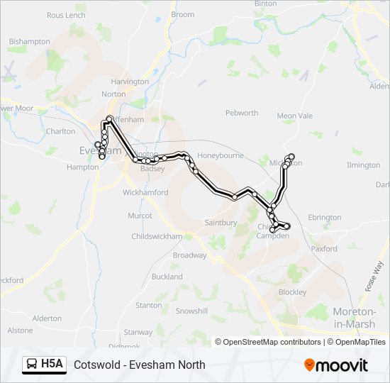 h5a Route: Schedules, Stops & Maps - Mickleton (Updated)