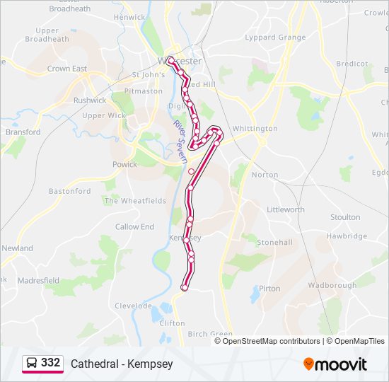 332 bus Line Map