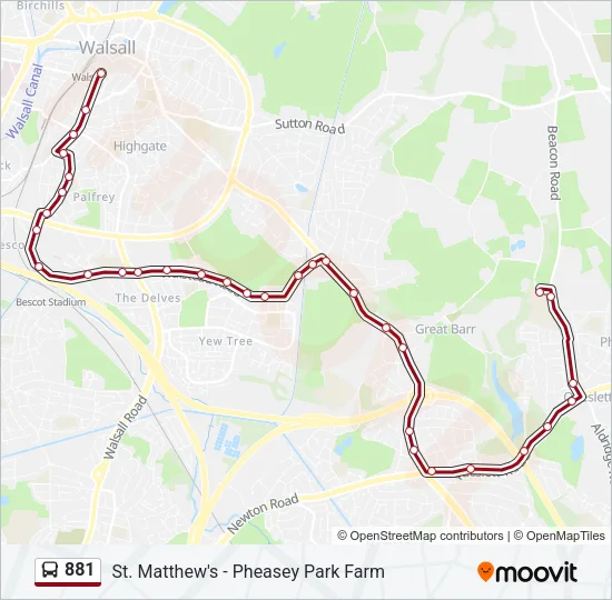 881 Bus Line Map