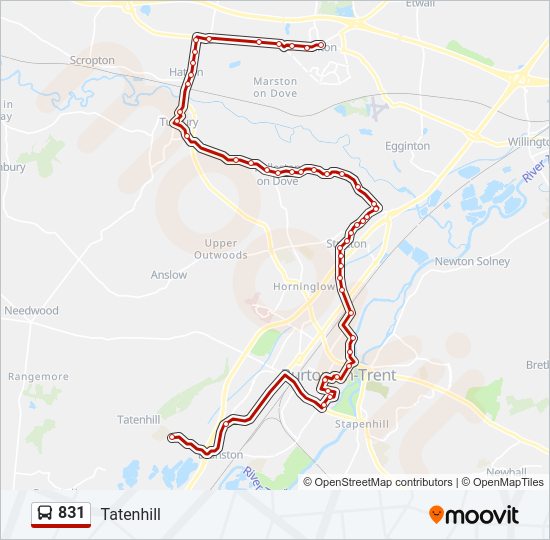 831 bus Line Map