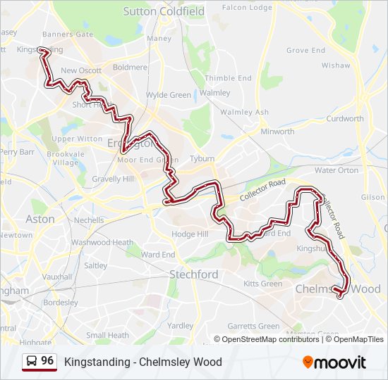 96 Route: Schedules, Stops & Maps - Kingstanding (Updated)